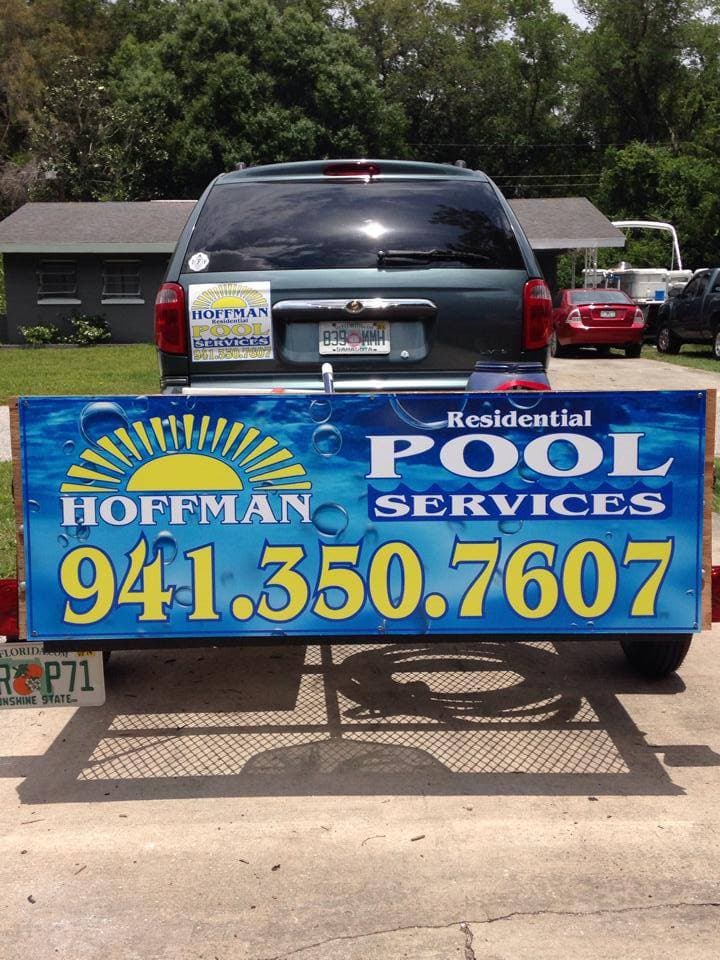 Hoffman Pool Services branded trailer in Sarasota